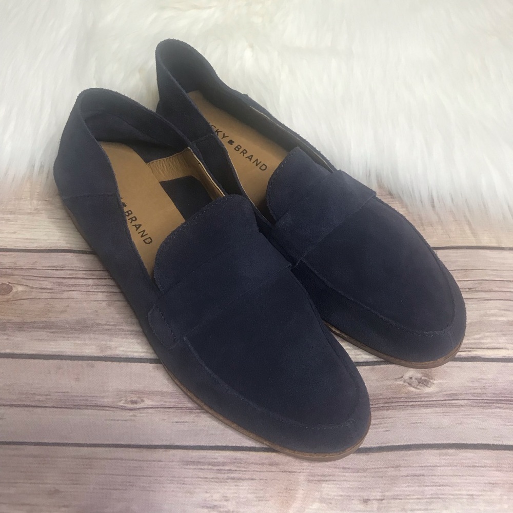 Lucky Brand Navy Blue Suede Loafer Flat